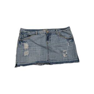 Mudd Denim Distressed Mini Skirt Womens Size 17 Blue 34 waist 100% cotton